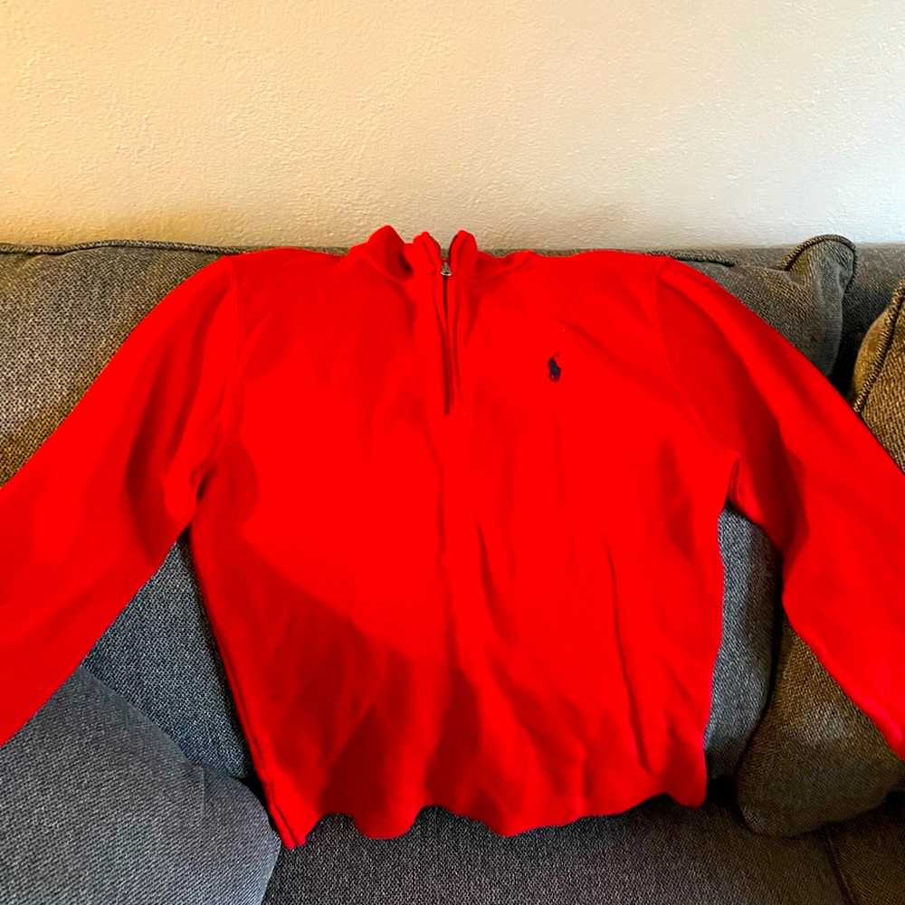 Boys polo red 3/4 zip top